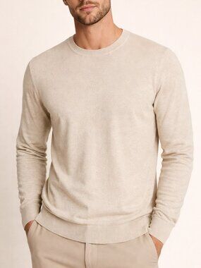 ASOS | Neutral Cream Oatmeal Lightweight Cotton Crew Sweater Medium